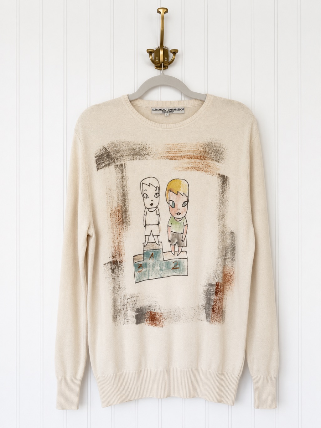 Alessandro Gherardeschi Made In Italy Graphic Art Cotton Sweater L